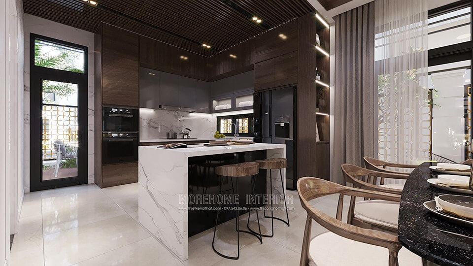 Mẫu thiết kế nội thất phòng bếp cao cấp cho biệt thự tại Hà Nội, Đà Nẵng, Hải Phòng, Tp HCM Thiết kế phòng bếp, tủ bếp đẹp