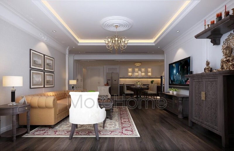 Mẫu thiết kế nội thất phòng khách chung cư cao cấp phong cách tân cổ điển Ấn tượng với các mẫu thiết kế phòng khách tân cổ điển tiện nghi