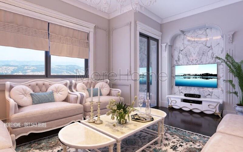 Thiết kế nội thất chung cư Ruby Tower cao cấp phong cách tân cổ điển Nội thất chung cư tân cổ điển đẹp