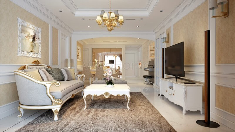 Mẫu thiết kế nội thất căn hộ Hoàng Anh Gia Lai cao cấp phong cách tân cổ điển Nội thất chung cư tân cổ điển đẹp