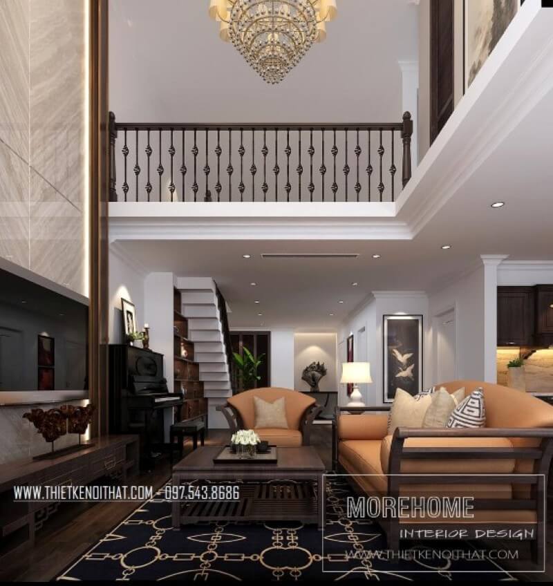 Thiết kế nội thất chung cư Hà Đô cao cấp với tone màu trầm chủ đạo, không chỉ toát lên sự ấm áp mang dáng dấp của một căn biệt thự Đà Lạt cổ sang trọng mà quý phái Nội thất chung cư tân cổ điển đẹp