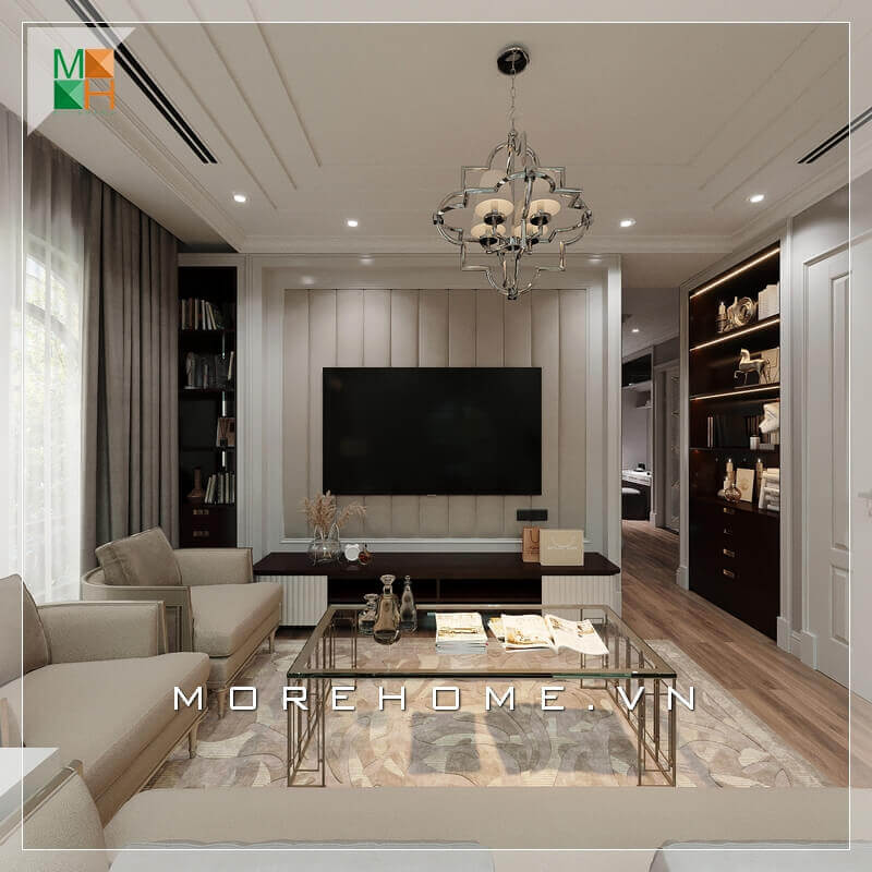 Ngắm nhìn mẫu thiết kế nội thất phòng khách đẹp, sang trọng cho chung cư, nhà phố, biệt thự mang phong cách tân cổ điển. Thiết kế phòng khách tân cổ điển đang là một xu thế đang được săn đón nhất hiện nay. Lối thiết kế phòng khách cổ điển xen lẫn hiện đại này sẽ đem lại nét mới, nét cổ vì thế không bao giờ lỗi mốt với thời gian. Nội thất chung cư tân cổ điển đẹp
