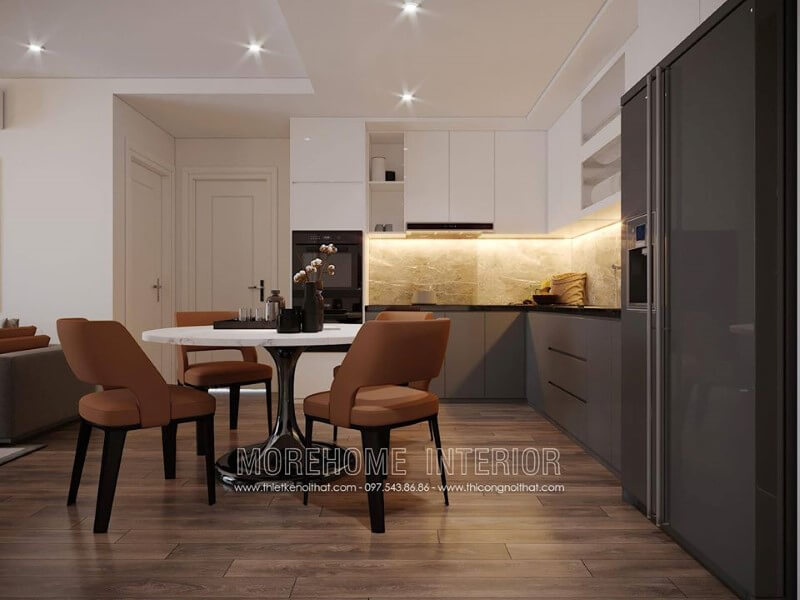 Mẫu tủ bếp màu trắng đẹp, sang trọng cho không gian bếp hiện đại Tủ bếp hiện đại