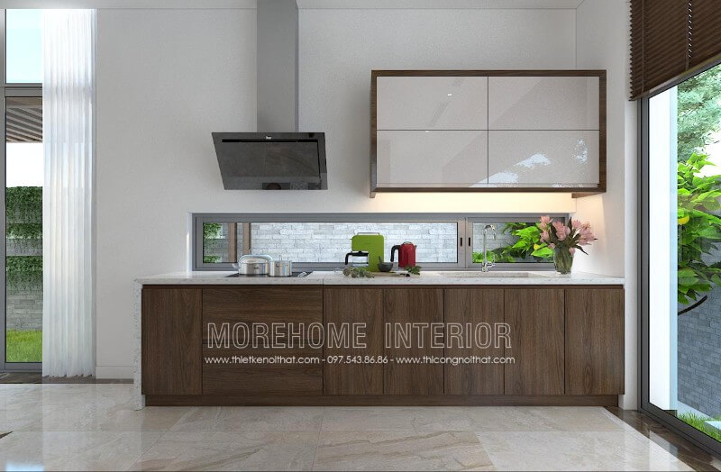 Mẫu tủ bếp sang trọng tại biệt thự Imperia Garden Nguyễn Huy Tưởng phong cách hiện đại, trẻ trung Thiết kế và sản xuất tủ bếp đẹp